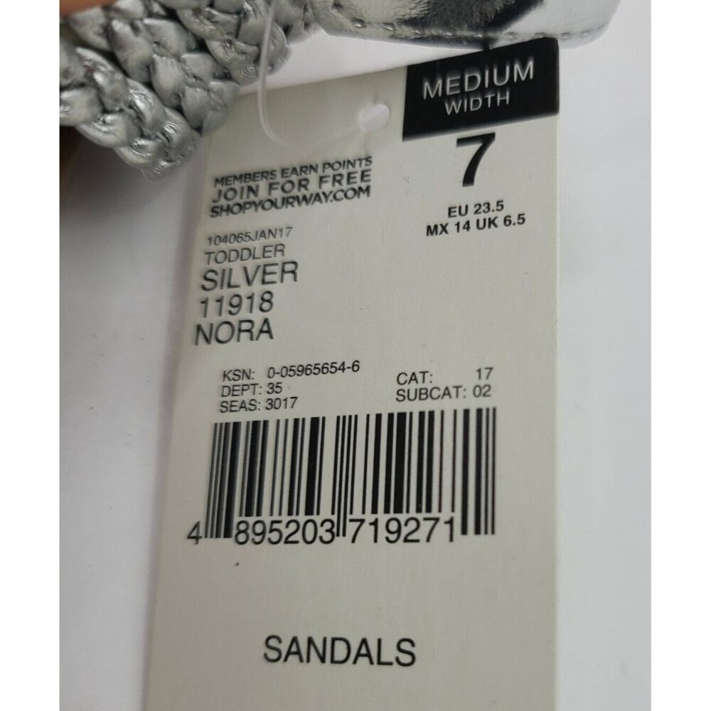 Girls Toddler Silver Piper Sandal sz 7 Quilted Joe Boxer Hook Loop fastening New - Picture 3 of 6